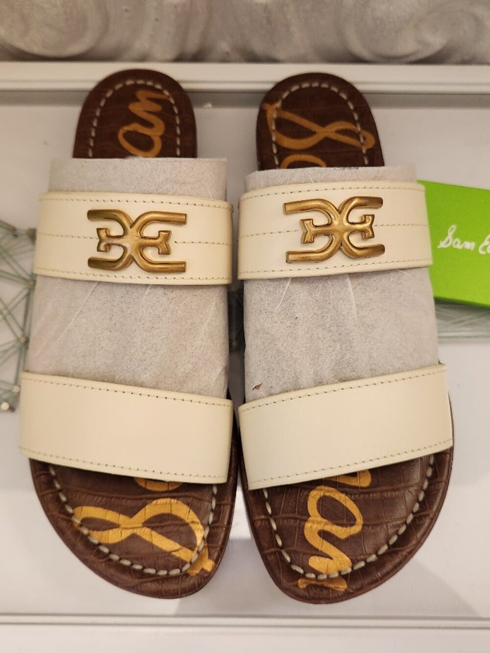 Sam Edelman Ivory Leather "Gilles" flat sandals. NIB. Size Various - Picture 4 of 10